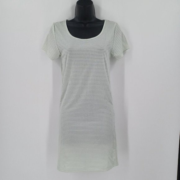 BODY GLOVE Sz L Ribbed Knit Cover Up Dress Casual Beach Stripe Green Preppy Surf - Picture 3 of 10